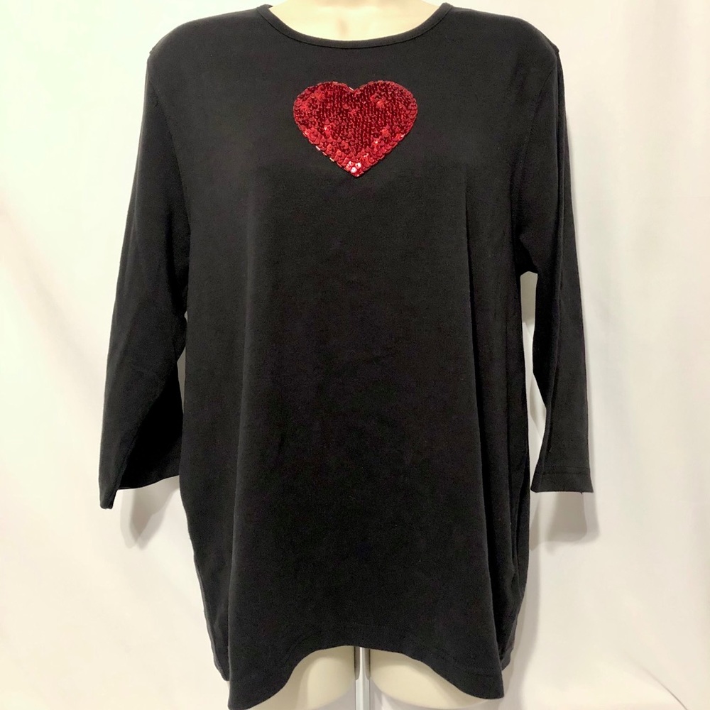 Women’s 3/4 Sleeve Crew Neck T-Shirt Heart XL